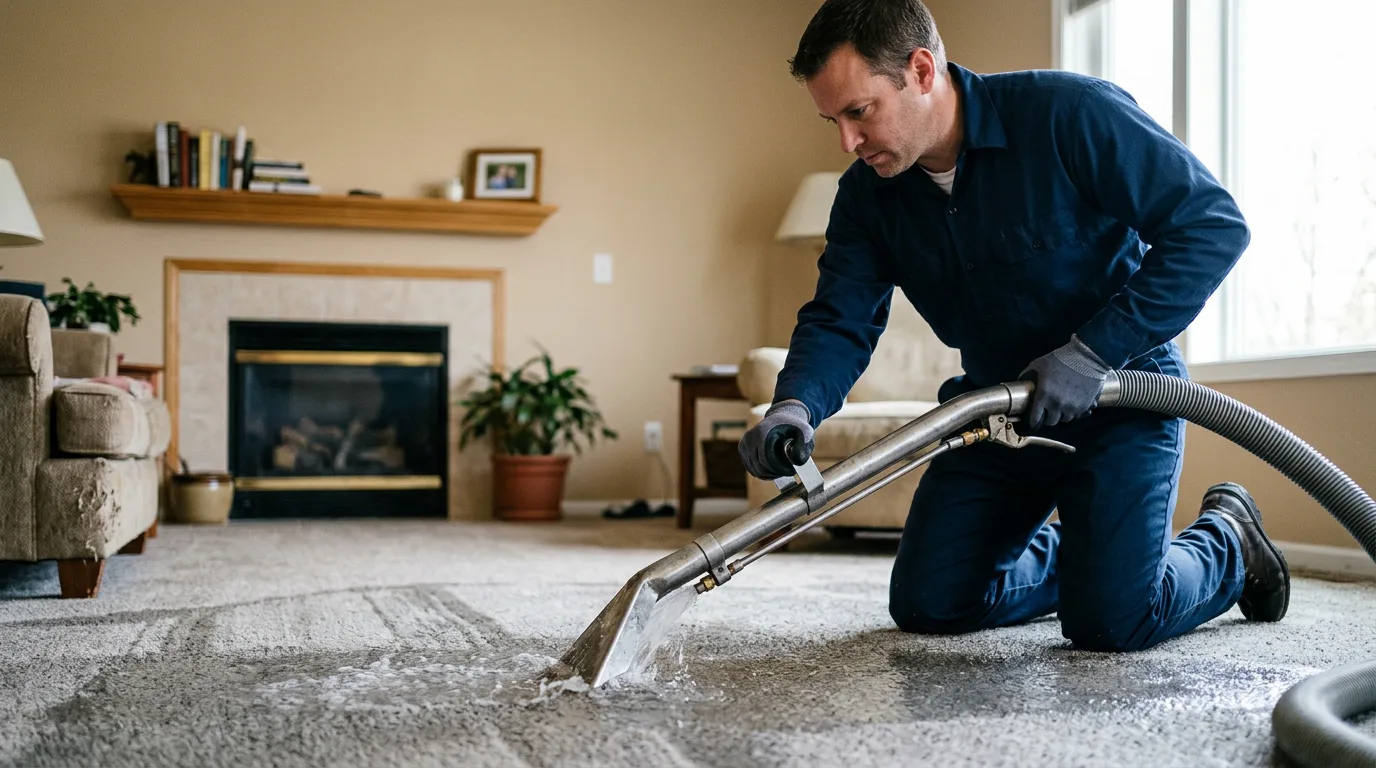 Water damage restoration technician working near Warba, MN